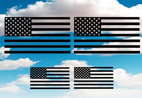 Vidigi 4 Pack לבן ושחור ללא רקע דגלים אמריקאים | 2 דגלים 7.5 x 4.2 אינץ '; 2 דגלים 3.75 x 2.25 אינץ '| סימני